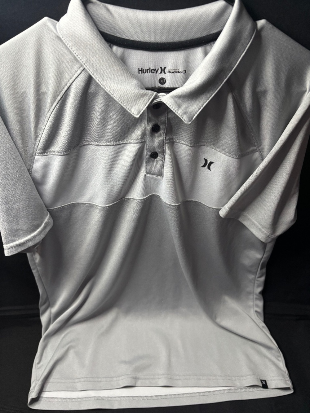 Hurley Buckle Performance Polo Shirt Men’s Large Gray/White Short Sleeve.